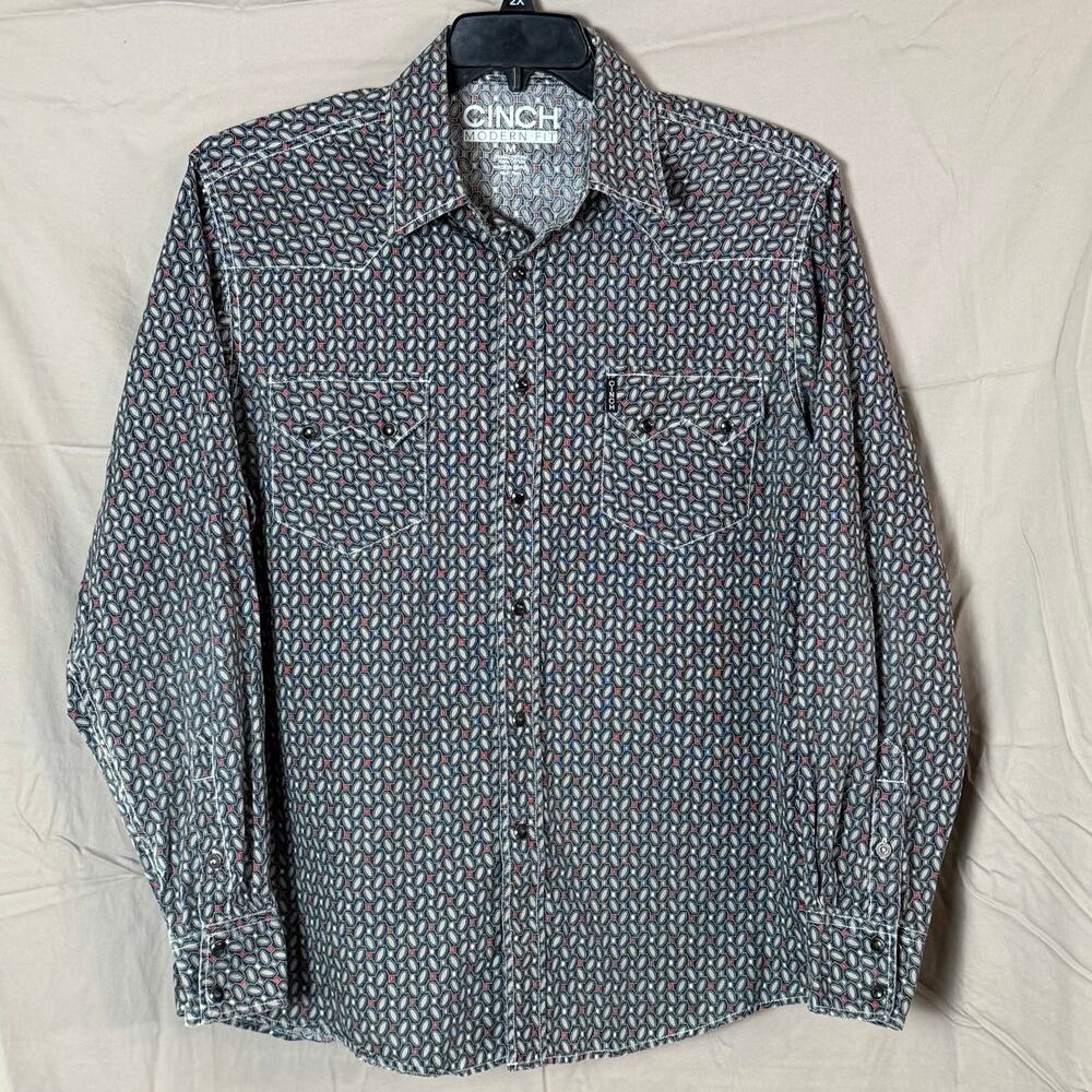 Cinch Modern Fit Pearl Snap Western shirt men’s medium geometric print
